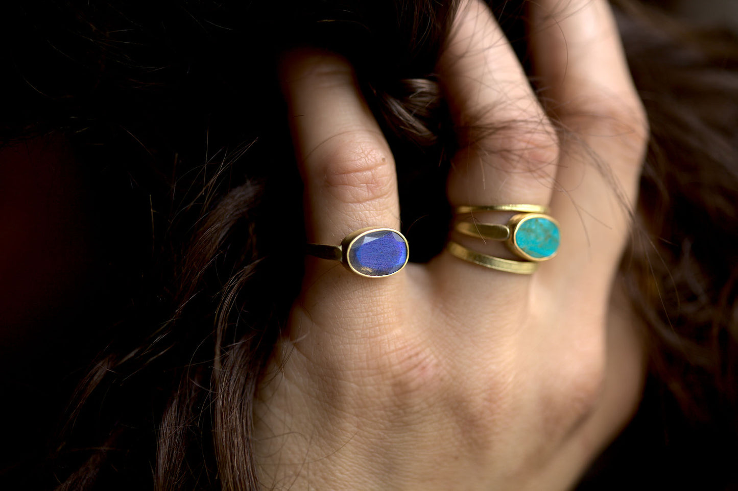 gold rings with precious stones