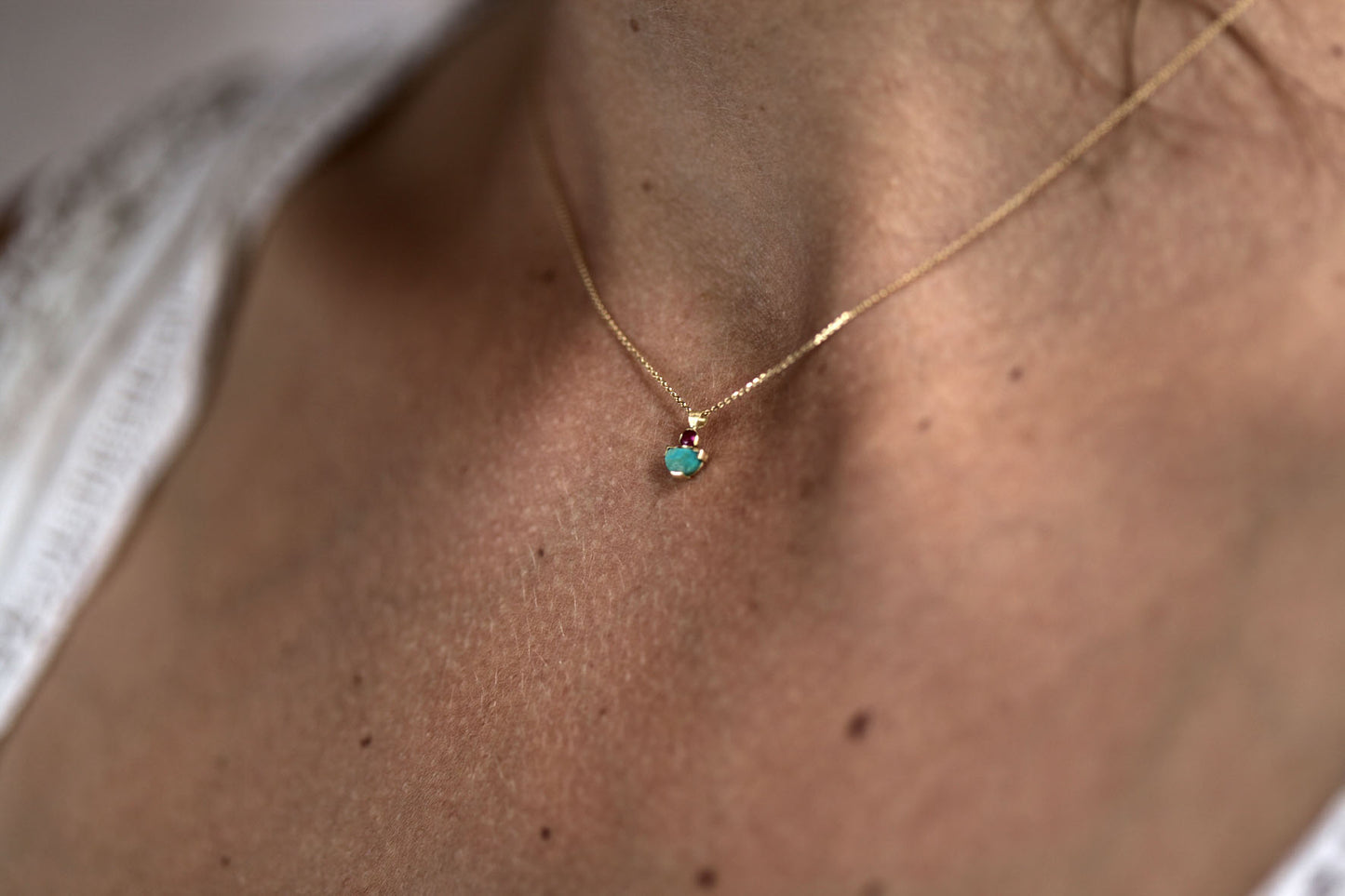 Ruby and turquoise Mina pendant