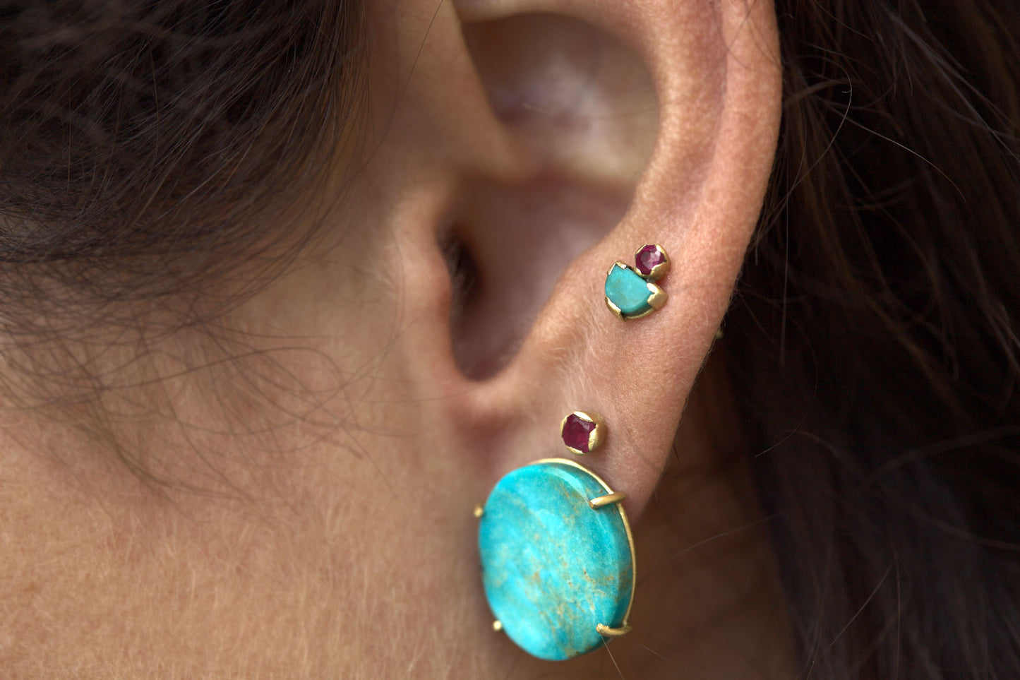 Ruby and Turquoise Mina Studs