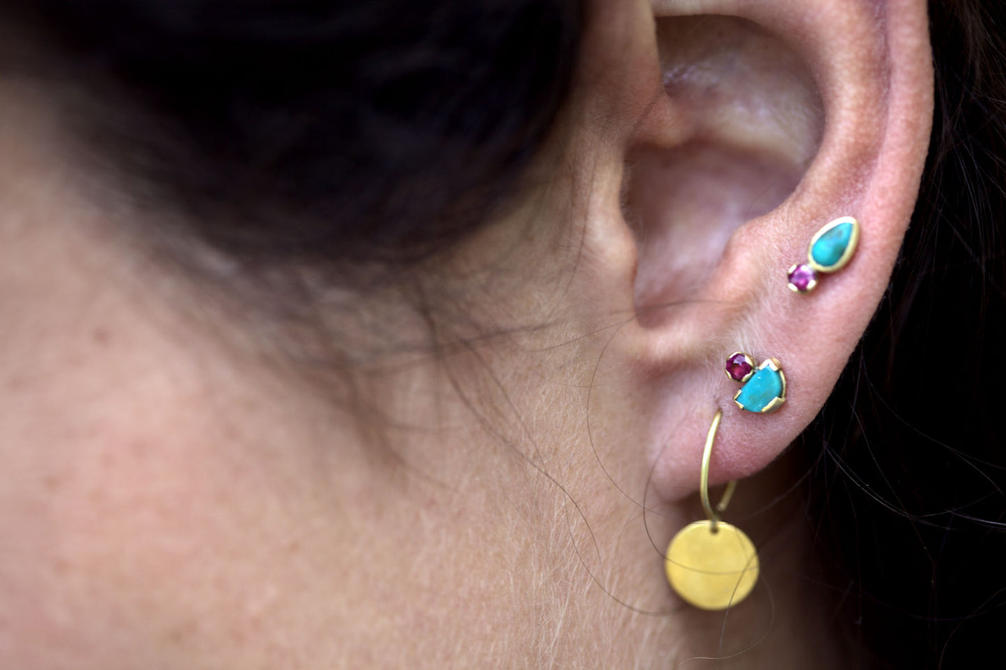 Ruby and Turquoise Mina Studs