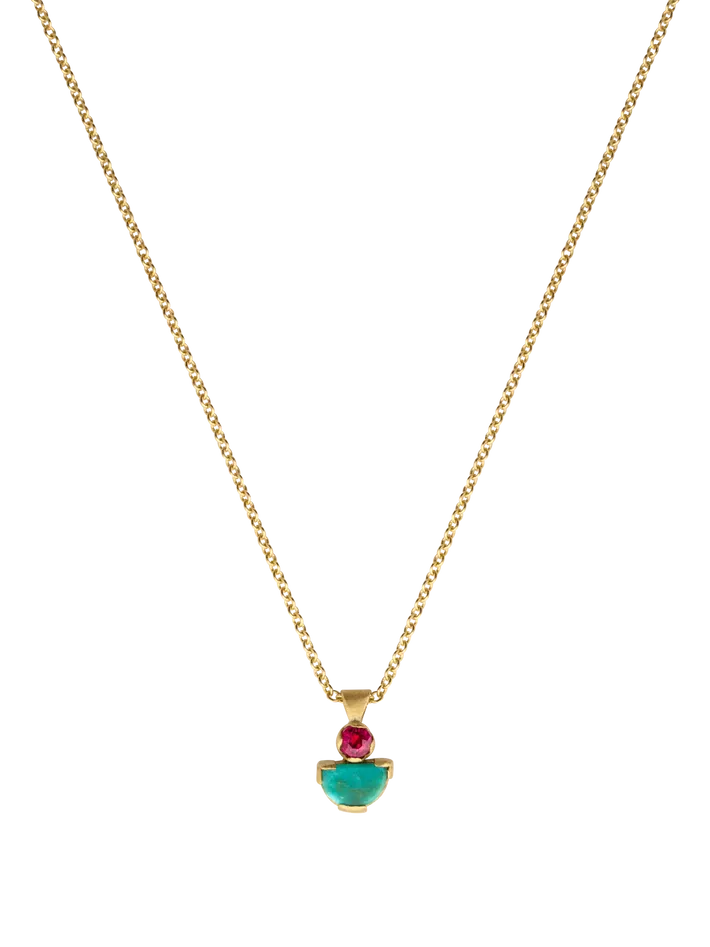 Ruby and turquoise Mina pendant