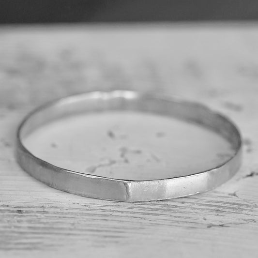 Wide silver selvedge bangle