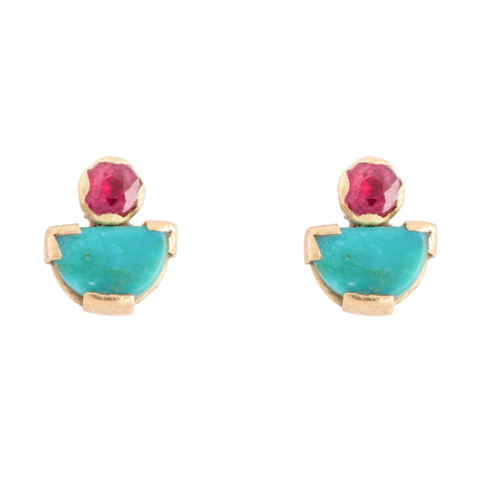 Ruby and Turquoise Mina Studs